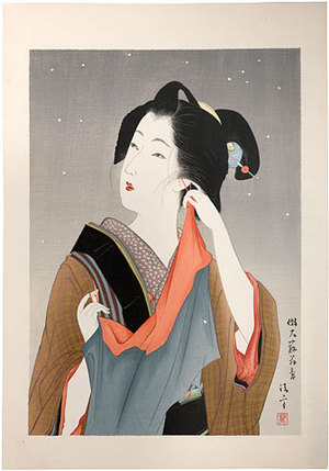 鏑木清方: Light Snow, Customs of Young Women: Beauty of the Fifteenth Year of Meiji [1882] (Meiji Jugonen Koro no Fuzoku) - Scholten Japanese Art