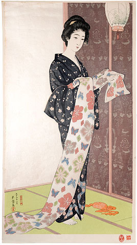 Hashiguchi Goyo: Young Woman in Summer Kimono (natsu yosoi no musume) - Scholten Japanese Art