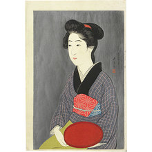 橋口五葉: Woman Holding a Tray - Scholten Japanese Art