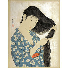 Hashiguchi Goyo: Woman Combing her Hair (Kami sukeru onna) - Scholten Japanese Art