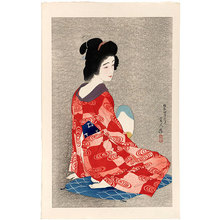 鳥居言人: Long Undergarment (darker grey background) (Nagajuban) - Scholten Japanese Art