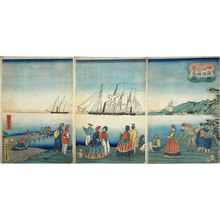 Tsukioka Yoshitoshi: Picture of Trade with Many Nations in a Large French Port (Fura ominato shokoku kokei no zu) - Scholten Japanese Art