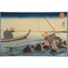 Utagawa Kuniyoshi: Famous Places in the Eastern Capitol: Fishermen at Teppozu (Toto Meisho: Teppozu) - Scholten Japanese Art