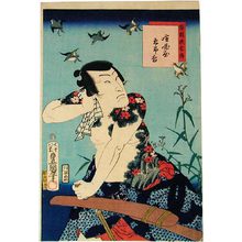 Utagawa Kunisada: Heroes of Peach Land [kabuki]: Defender of Justice Gorobei (Rien Kyokyakuden: Kenka-ya Gorobei) - Scholten Japanese Art