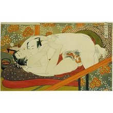 磯田湖龍齋: Twelve Bouts of Sensuality: couple making love as they anticipate their sushi dinner - Scholten Japanese Art