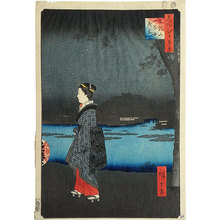 Utagawa Hiroshige: One Hundred Famous Views of Edo: Night View of Sanya Canal, Matsuchi Hill (Meisho Edo hyakkei: Matsuchi-yama, San-ya-bori yakei) - Scholten Japanese Art