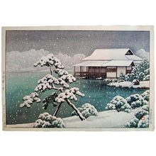 川瀬巴水: Snow at Seichoen Garden (Seichoen no yuki) - Scholten Japanese Art