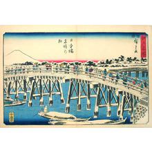 歌川広重: Famous Places in Edo: Nihon Bridge, Clear Weather After Snowfall in Morning (Edo Meisho: Nihonbashi Yukibare no Asa) - Scholten Japanese Art