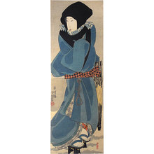 Utagawa Kunisada: beauty walking in the snow - Scholten Japanese Art