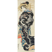 Keisai Eisen: courtesan wearing uchikake with dragon design - Scholten Japanese Art