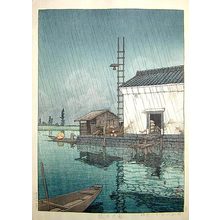 Kawase Hasui: Rain at Ushibori (Ame no Ushibori) - Scholten Japanese Art