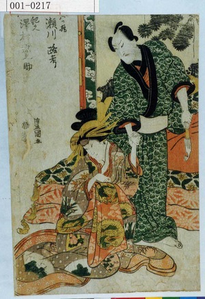 Utagawa Toyokuni I: 「八ッ橋 瀬川路考」「紀文 沢村源之助 - Waseda University Theatre Museum
