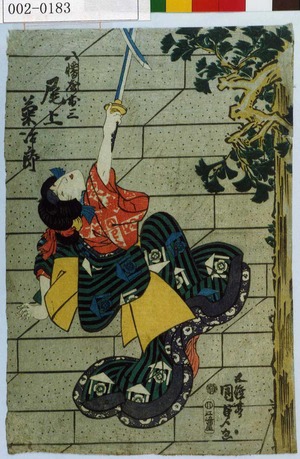 Utagawa Kunisada: 「八幡屋お三 尾上菊治郎」 - Waseda University Theatre Museum