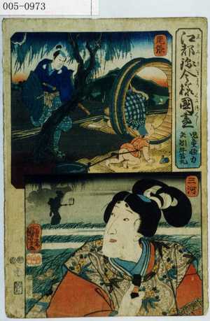 Utagawa Kuniyoshi: 「江都錦今様国尽」「児童怪力 矢矧牛若丸」「尾張」「三河」 - Waseda University Theatre Museum
