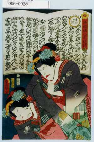 Utagawa Kunisada: 「浄瑠璃八景 常磐津 荵売」「墨水の夕月」 - Waseda University Theatre Museum