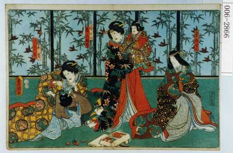 Utagawa Kunisada: 「栄御ぜん」「鶴千代」「乳人政岡」「千松」「八しほ」 - Waseda University Theatre Museum