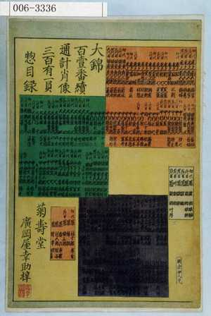 Utagawa Kunisada: 「大錦百壱番続通計肖像三百一員総目録」 - Waseda University Theatre Museum