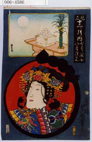 Utagawa Toyokuni III, 歌川豊国〈3〉 (豊国〈3〉)による浮世絵「「見立十二ヶ月内七月織女八月月見」」