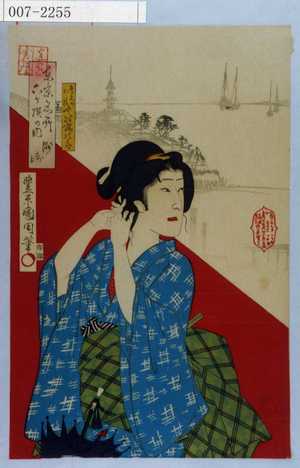 Toyohara Kunichika: 「東京名所六ヶ撰の内 ☆崎」「弁天のお梅 中村鴈次郎」 - Waseda University Theatre Museum