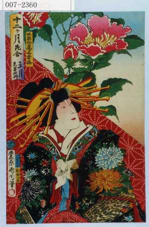 Toyohara Kunichika: 「十二ヶ月花合 五月 夫容牡丹」「あこや 尾上多賀之丞」 - Waseda University Theatre Museum