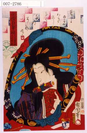 Toyohara Kunichika: 「俳優自筆鏡」「大友若菜姫 沢村田之助」 - Waseda University Theatre Museum