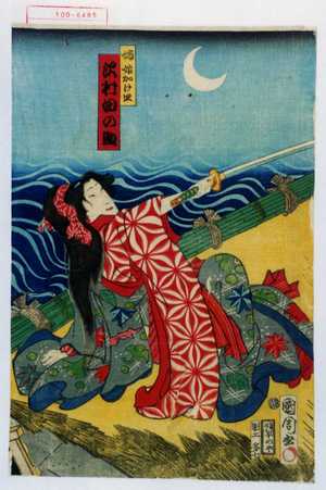 Toyohara Kunichika: 「姉娘かけ皿 沢村田の助」 - Waseda University Theatre Museum