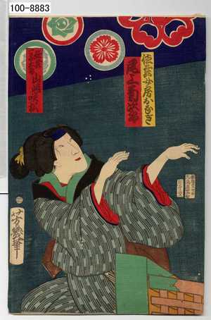 Ochiai Yoshiiku: 「徳蔵女房おなぎ 尾上菊次郎」 - Waseda University Theatre Museum