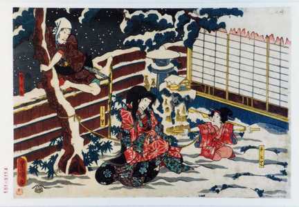 Utagawa Toyokuni III, 歌川豊国〈3〉 (豊国〈3〉)による浮世絵「「ちとり」「うら里」「時次郎」」