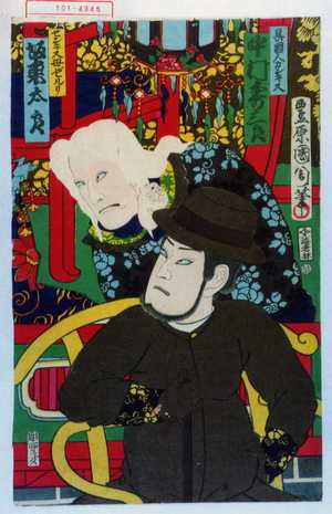 Toyohara Kunichika: 「異国人カンキス 中村寿三郎」「カンキス母ゼルリ 坂東太郎」 - Waseda University Theatre Museum