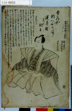 Utagawa Toyokuni I: 「文化九年十二月八日 善学院達誉了玄居士 訥子墓所浅草誓願寺 行年廾九歳」 - Waseda University Theatre Museum
