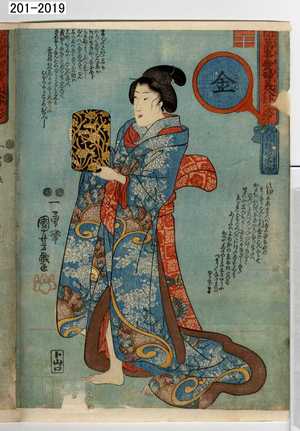 Utagawa Kuniyoshi: 「[人]間万事愛婦美八卦意」「金」 - Waseda University Theatre Museum