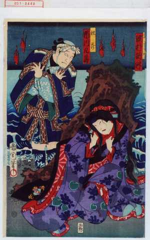 Toyohara Kunichika: 「[] 沢村訥升」「鮫蔵 市川九蔵」 - Waseda University Theatre Museum