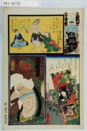 Utagawa Kunisada: 「江戸の花名勝会」「十番組 ち」「芝居町」「猿若芝居町」「一ツ家の姥 市川海老蔵」 - Waseda University Theatre Museum