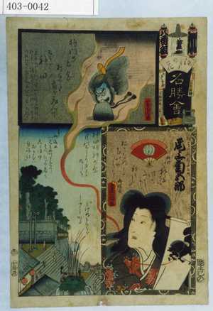 Utagawa Yoshitora: 「江戸の花 名所会」「相馬の瀧ひめ 尾上菊五郎」 - Waseda University Theatre Museum