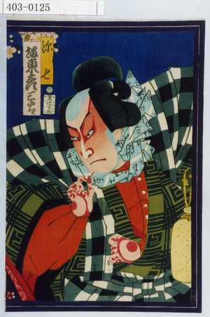 Toyohara Kunichika: 「源七 坂東彦三郎」 - Waseda University Theatre Museum