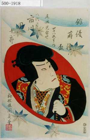 Utagawa Kunisada II: 「俳優蒔絵盃 四十八枚重ノ内」「尾形児雷也 八代目市川団十郎」 - Waseda University Theatre Museum