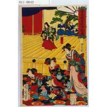 Toyohara Chikanobu, 豊原周延 (周延)による浮世絵「「青山仮皇居御能ノ図」「静」」