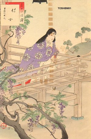 Mizuno Toshikata: Beauty on Veranda - Asian Collection Internet Auction