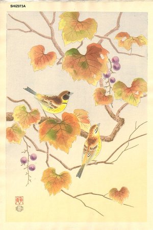 Ashikaga, Shizuo: Finch and Grapes - Asian Collection Internet Auction