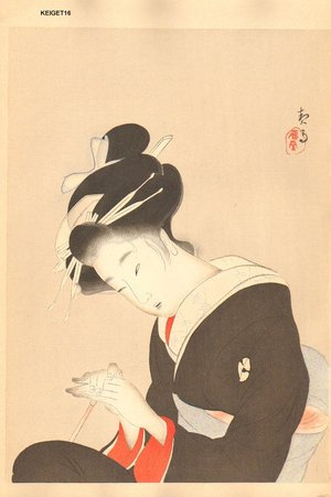 Kikuchi, Keigetsu: KOHARU, heroine in SHINJU TEN NO AMIJIMA - Asian Collection Internet Auction