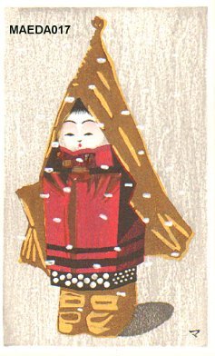 Maeda Masao: Child in snow - Asian Collection Internet Auction