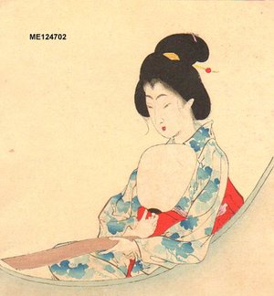 Not signed: BIJIN writing TANZAKU (poem) - Asian Collection Internet Auction