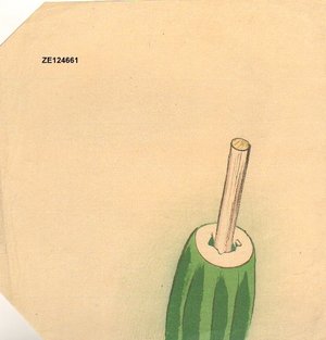 柴田是眞: Cucumber with stick to remove seeds - Asian Collection Internet Auction