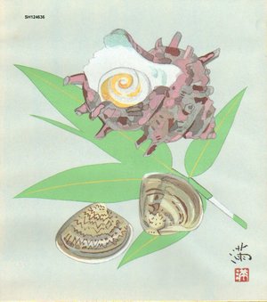 Japanese Print "Shells and bamboo" by Matsuura, Masuru