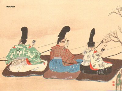 Japanese Print "Three Samurai" by Not read (Seals not read)