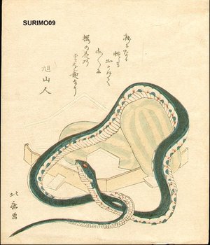 葛飾北斎: Year of snake - Asian Collection Internet Auction