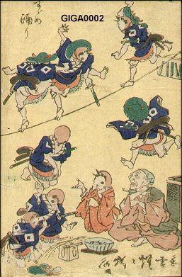 Kawanabe Kyosai: Proverb - Dancing like sparrows - Asian Collection Internet Auction