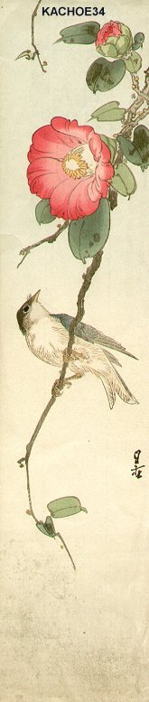 Yoshimoto, Gesso: Bird on branch - Asian Collection Internet Auction