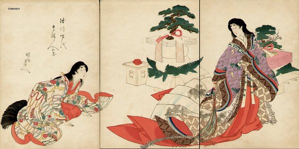 Toyohara Chikanobu: Triptych - Asian Collection Internet Auction