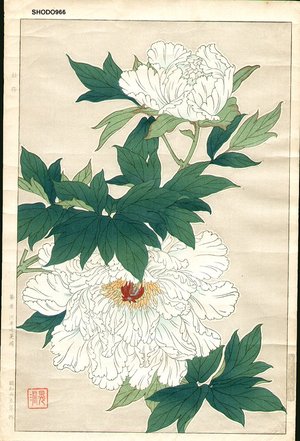 Kawarazaki, Shodo: White Peonies - Asian Collection Internet Auction